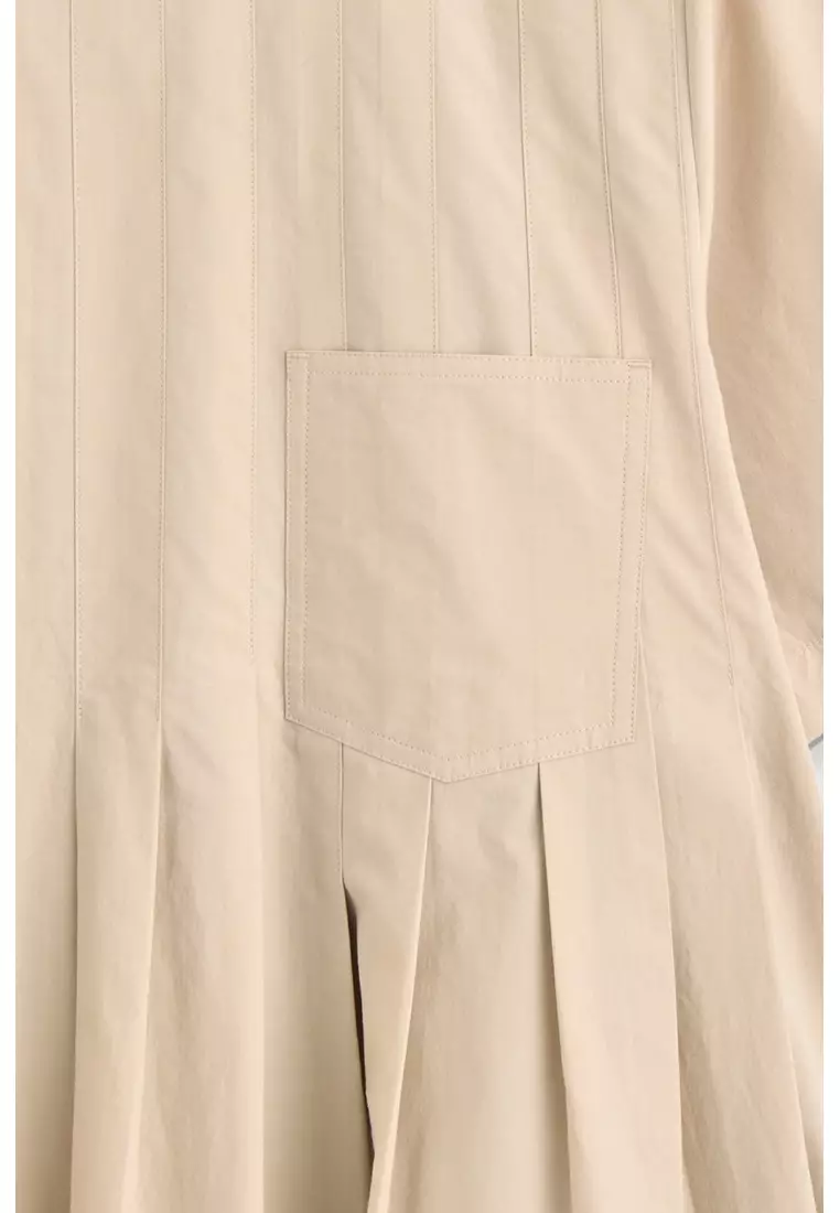 PLEATED COTTON-POPLIN MINI DRESS