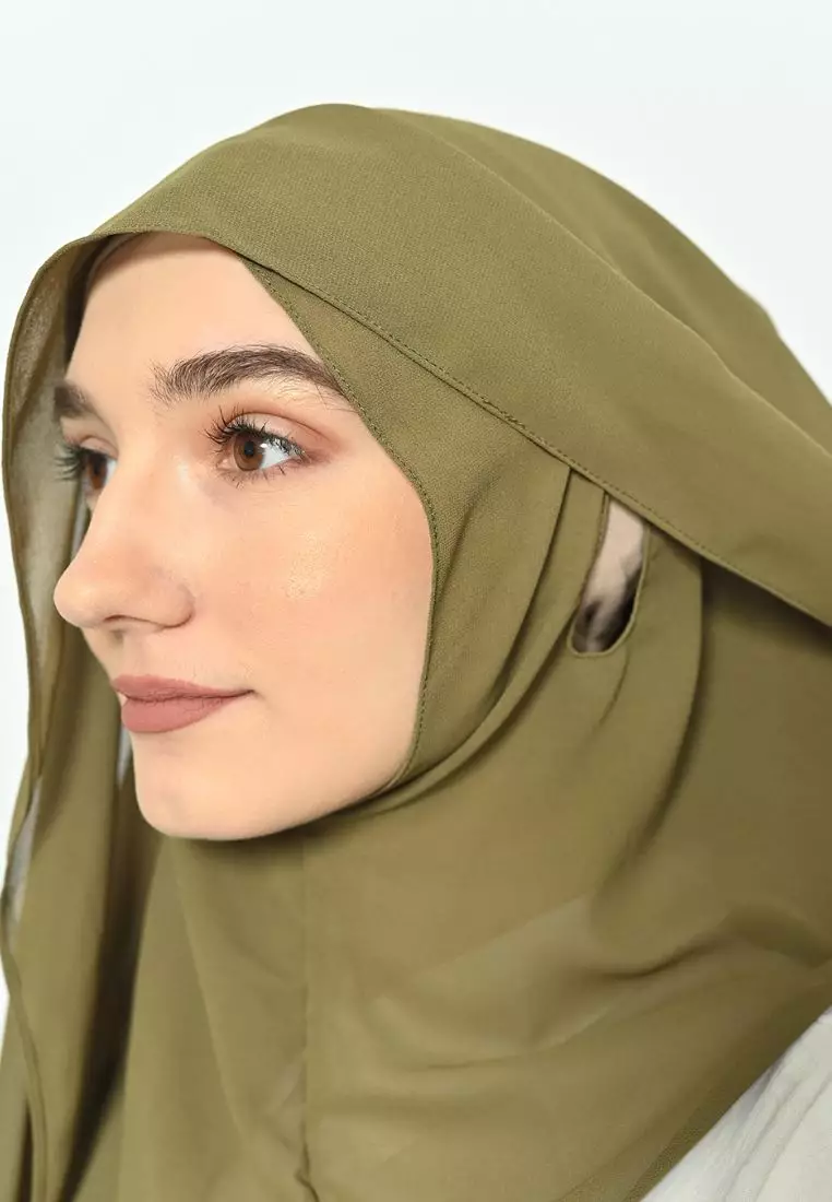 Pasmina Ceruty Instan Oval Olive with Inner