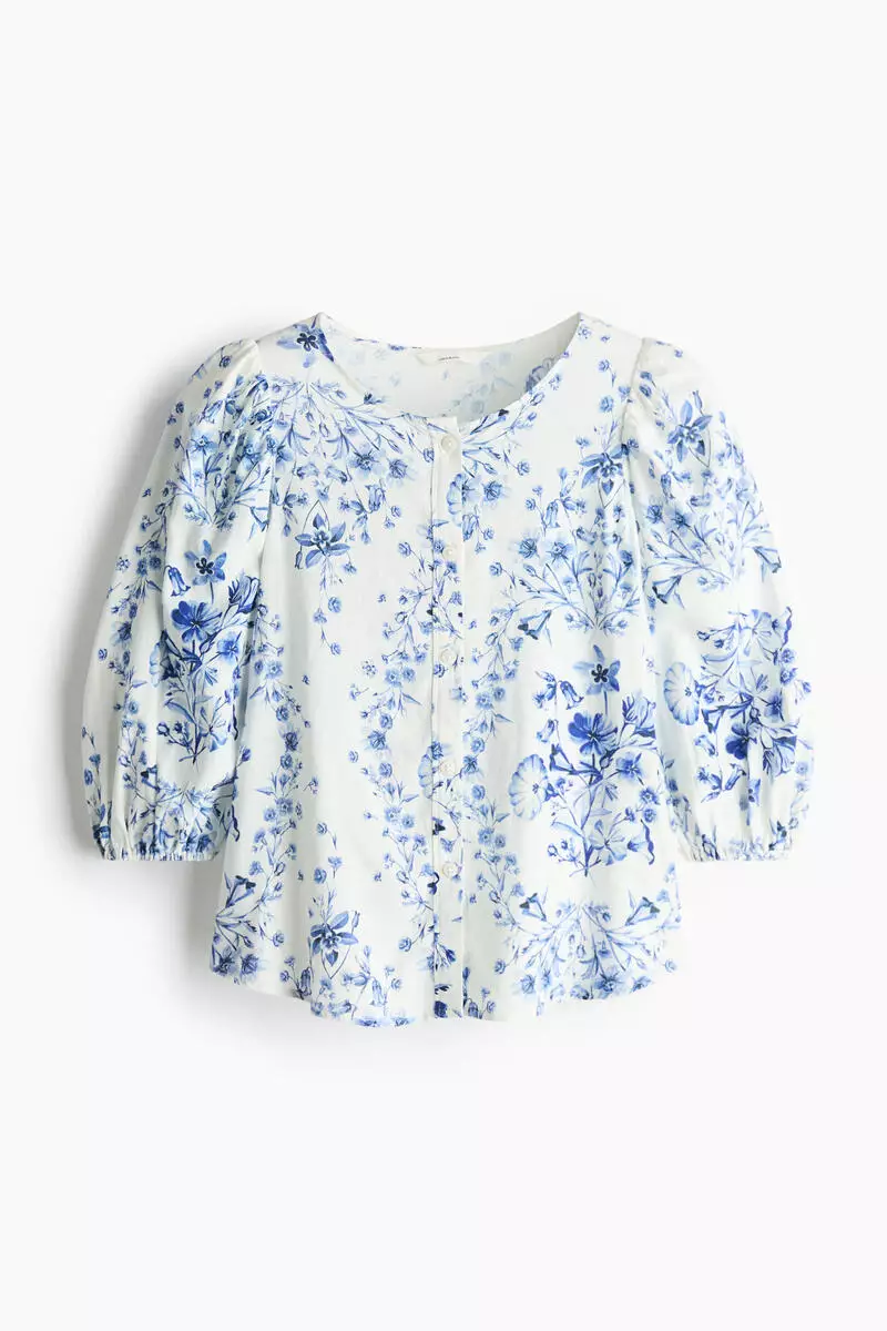 Linen-blend blouse