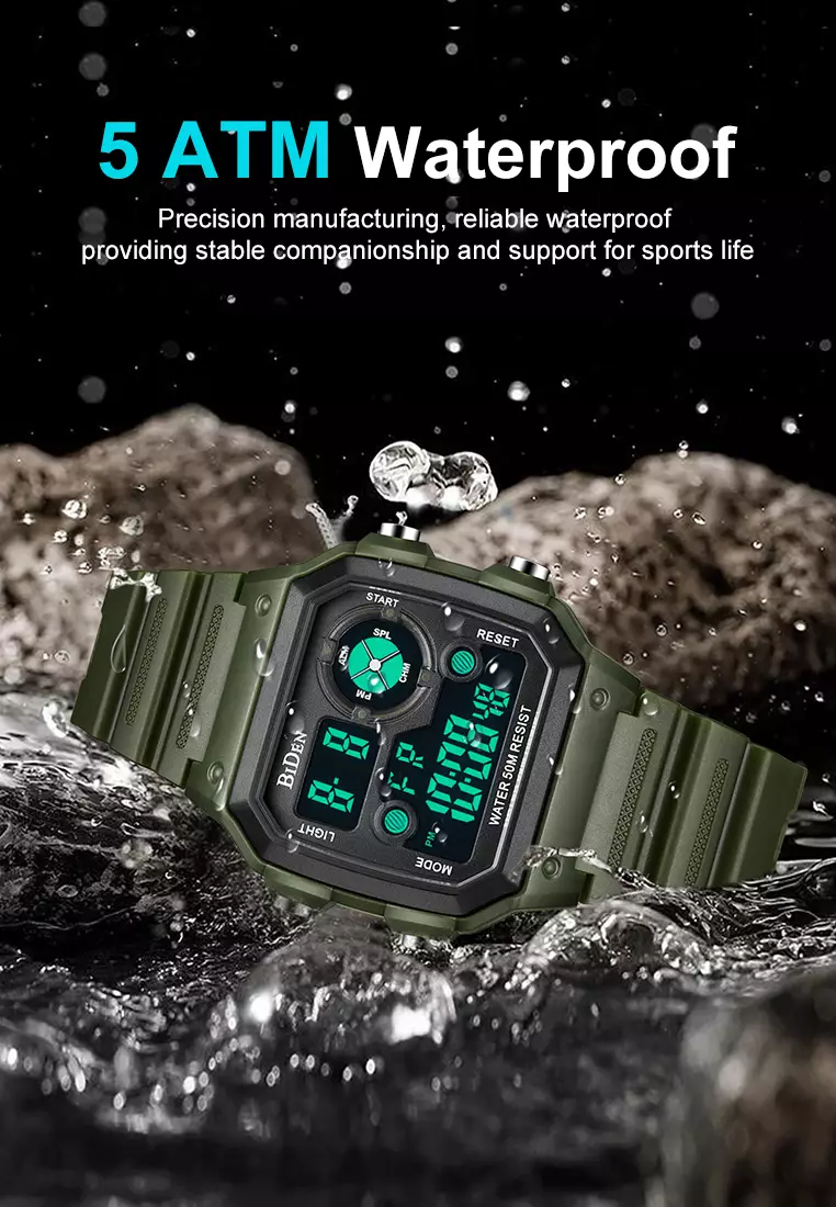 Jam Tangan Pria Digital Pria Square Olahraga Militer Jam Tangan Analog Anti Air Jam Tangan Cowok