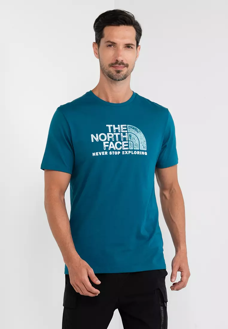 Mens green north face t shirt online