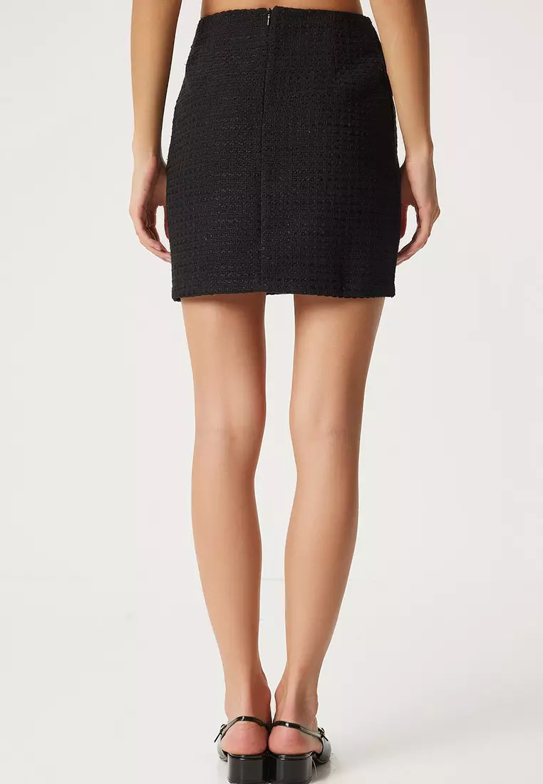 Black Mini Tweed Skirt