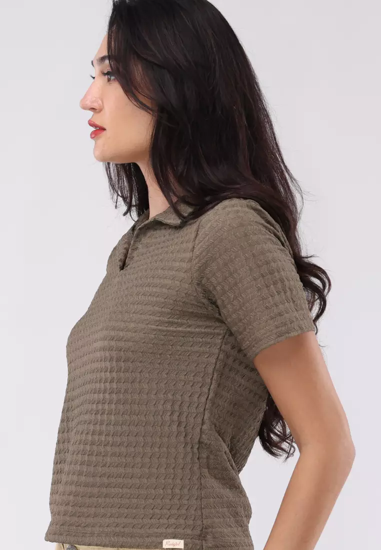Textured Knits Short Sleeve Blouse