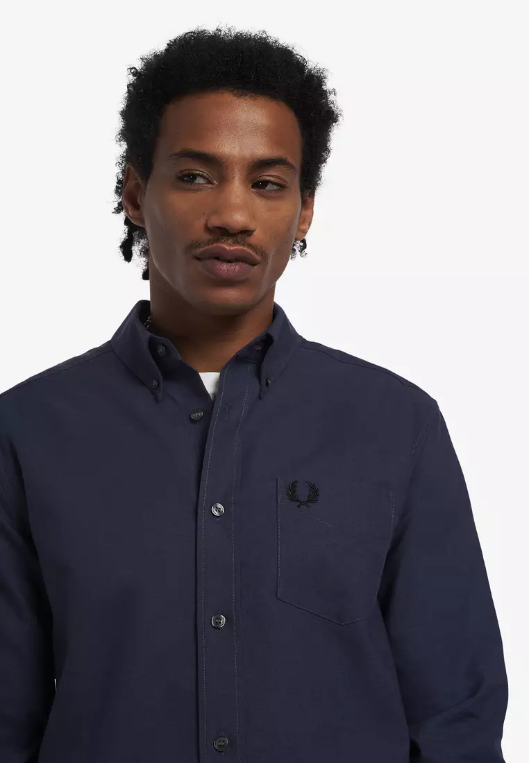 Fred perry short sale sleeve oxford shirt navy