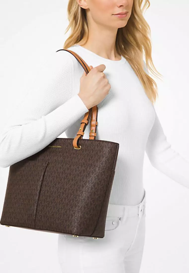 Jual MICHAEL KORS Michael Kors Bedford Medium Logo Tote Bag Brown