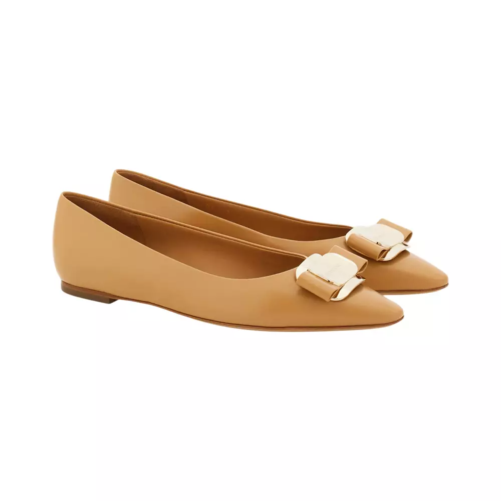 [4.4PRIL KEJUTAN HARGA] New Vara Plate Ballet Flats Light Camel