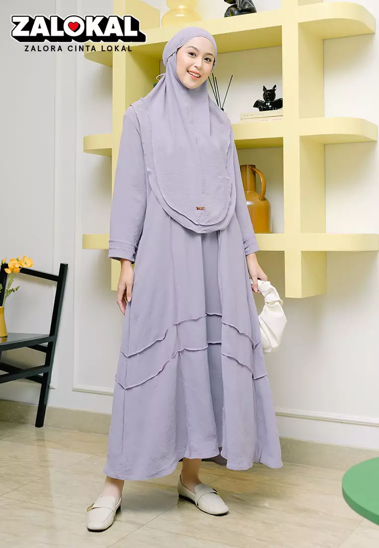 Khansa Abaya Set Soft Lilac