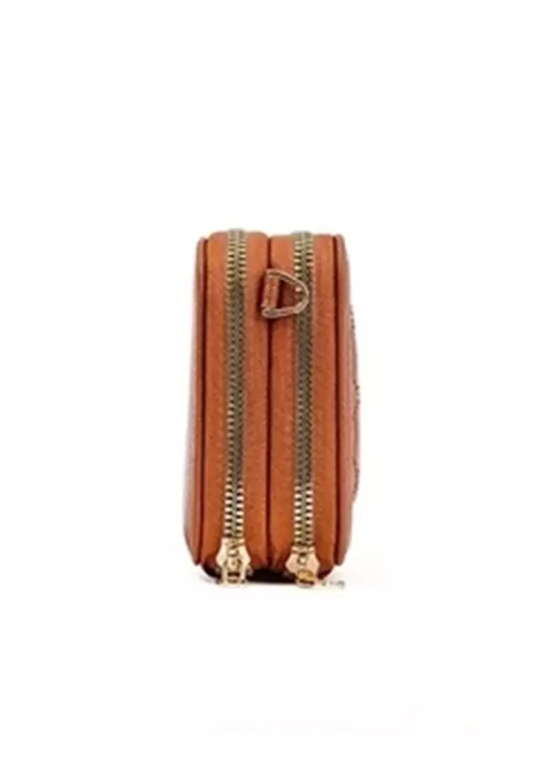 Tas Selempang Wanita 2 IN 1 Dompet Handphone Bahan Kulit PU Leather Premium ORIGINAL - Brown