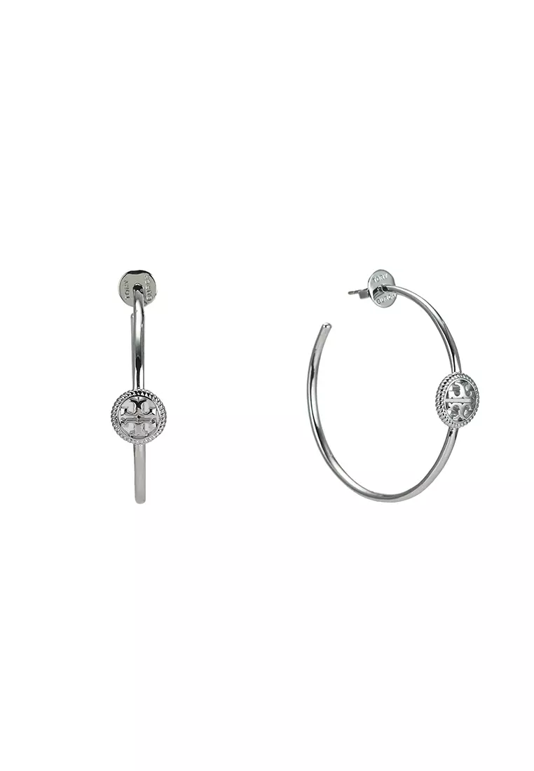 Tory burch top logo hoop earrings