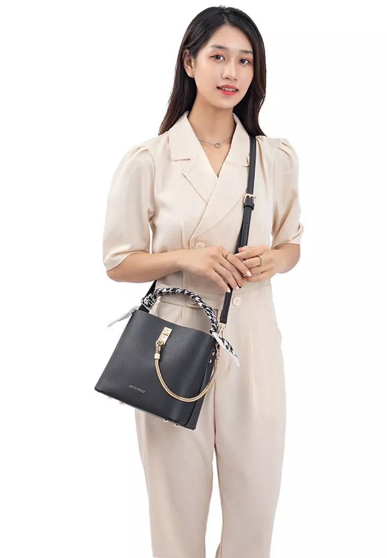 Women's Chain Top Handle Bag / Sling Bag / Crossbody Bag / Shoulder Bag - Black