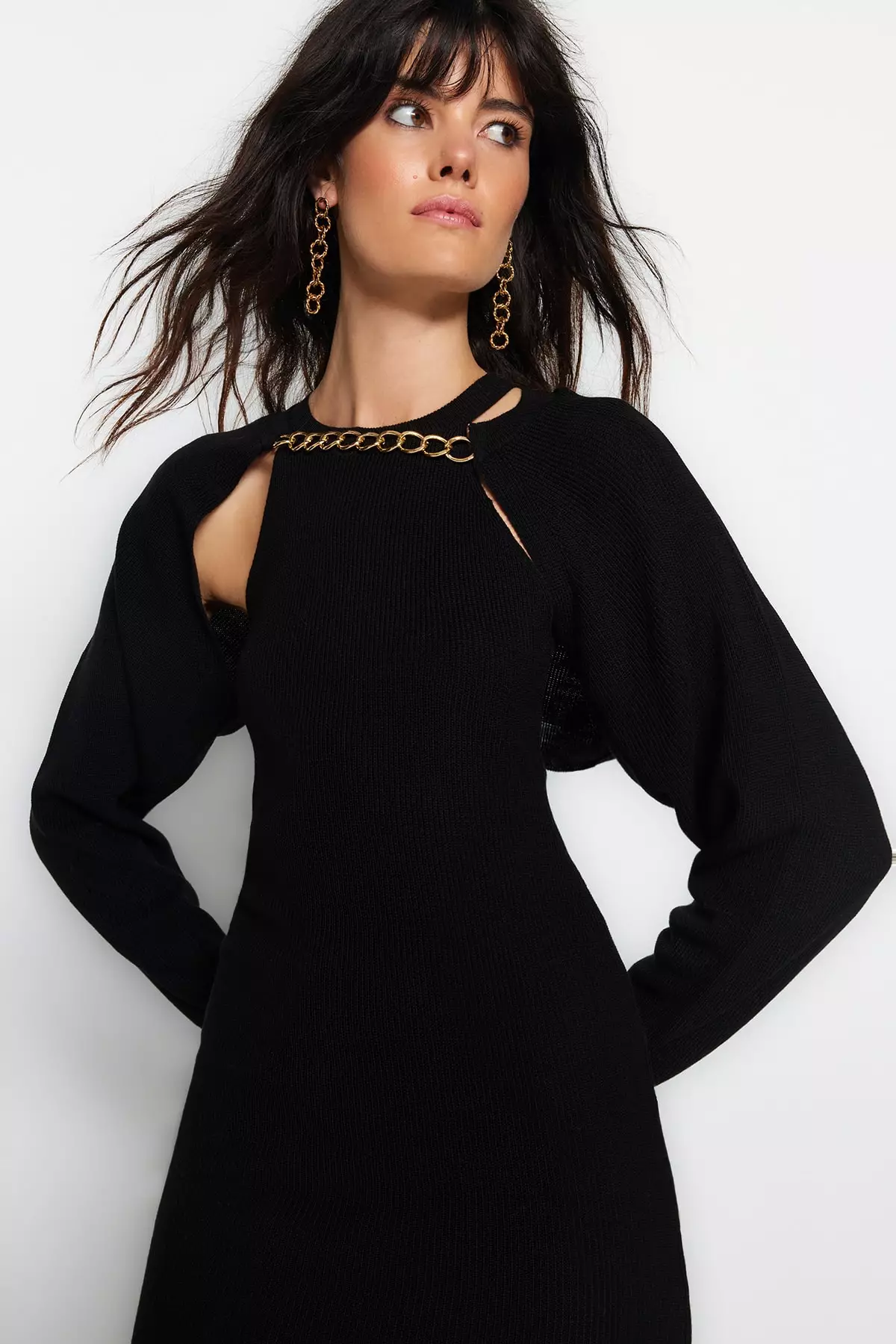 Knit Midi Dress with Cardigan