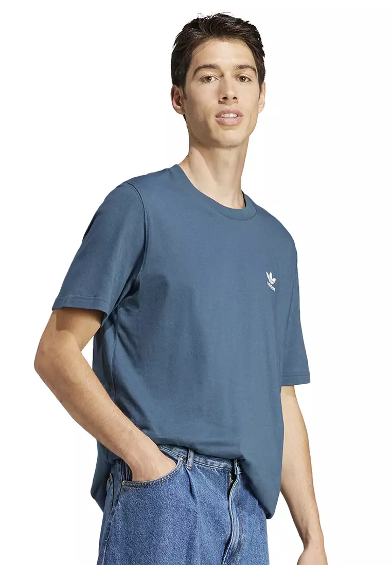 Adidas trefoil 3 stripes t shirt in navy sale