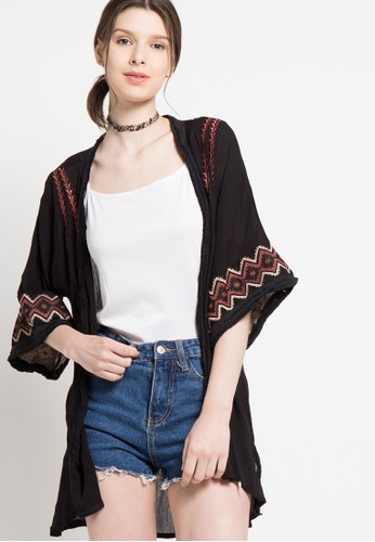Pattern Embroidery Long Cardigan