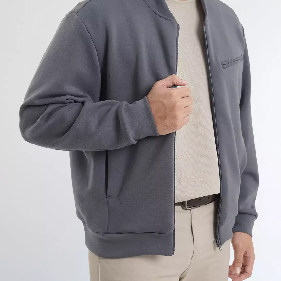 PLATINI BOMBER JACKET SWEAT DRY  | OUTER JAKET KNIT PRIA  GREY 87003