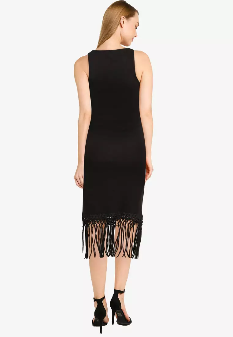 Solle Fringe Jersey Halter Neck Dress