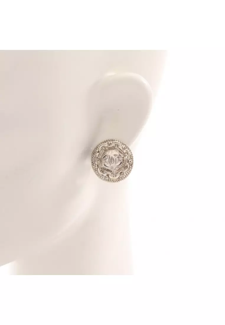Pre-Loved Chanel coco mark earrings Silver 97P