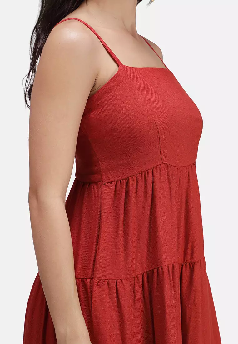 VIRGIO Linen Strappy Maxi Sleeveless Dress