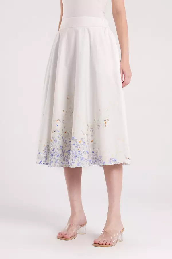 MINIMAL - Rhythm - Rok A Line Motif Bunga  - Off White Warna Offwhite