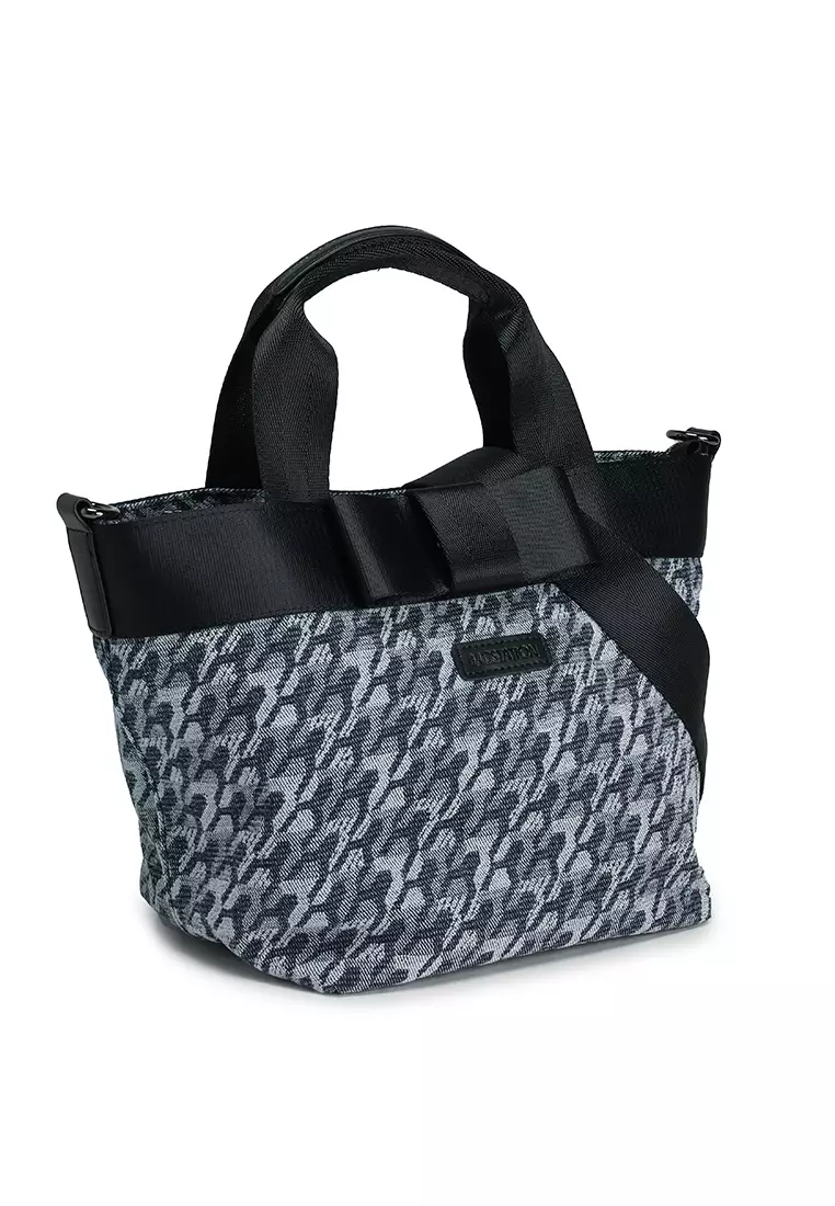 Denim Fabric Convertible Top Handle Bag