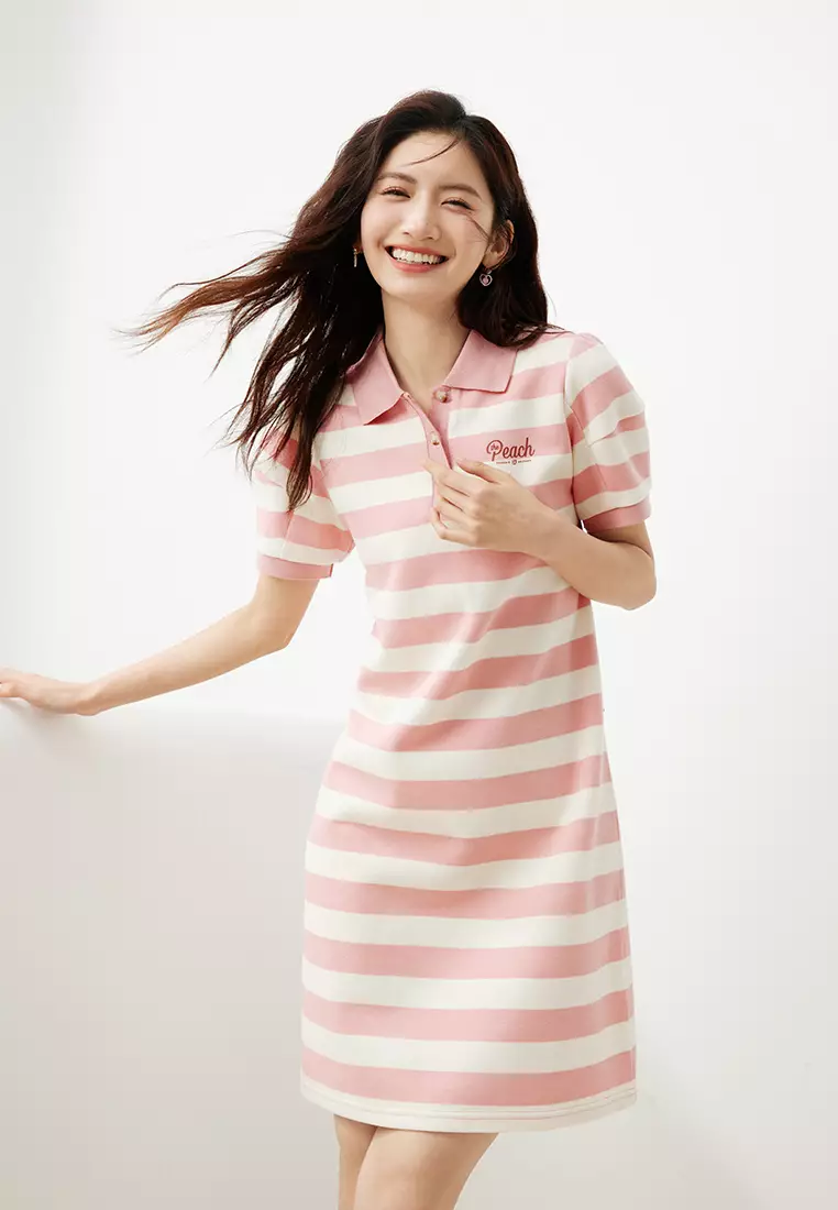 Polo T-Shirt Dress with Stripes