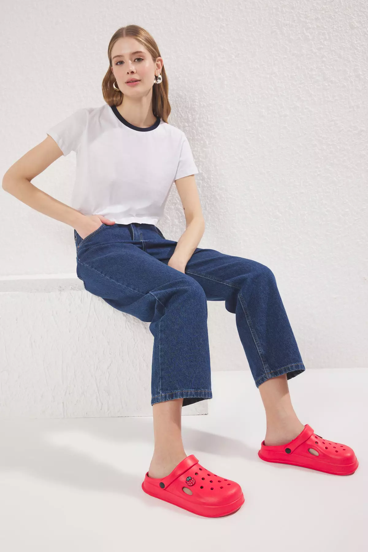 Red Ladybug Figured Light Sole Women's Eva Closed Front Sandals Slippers Takss25Sd00034