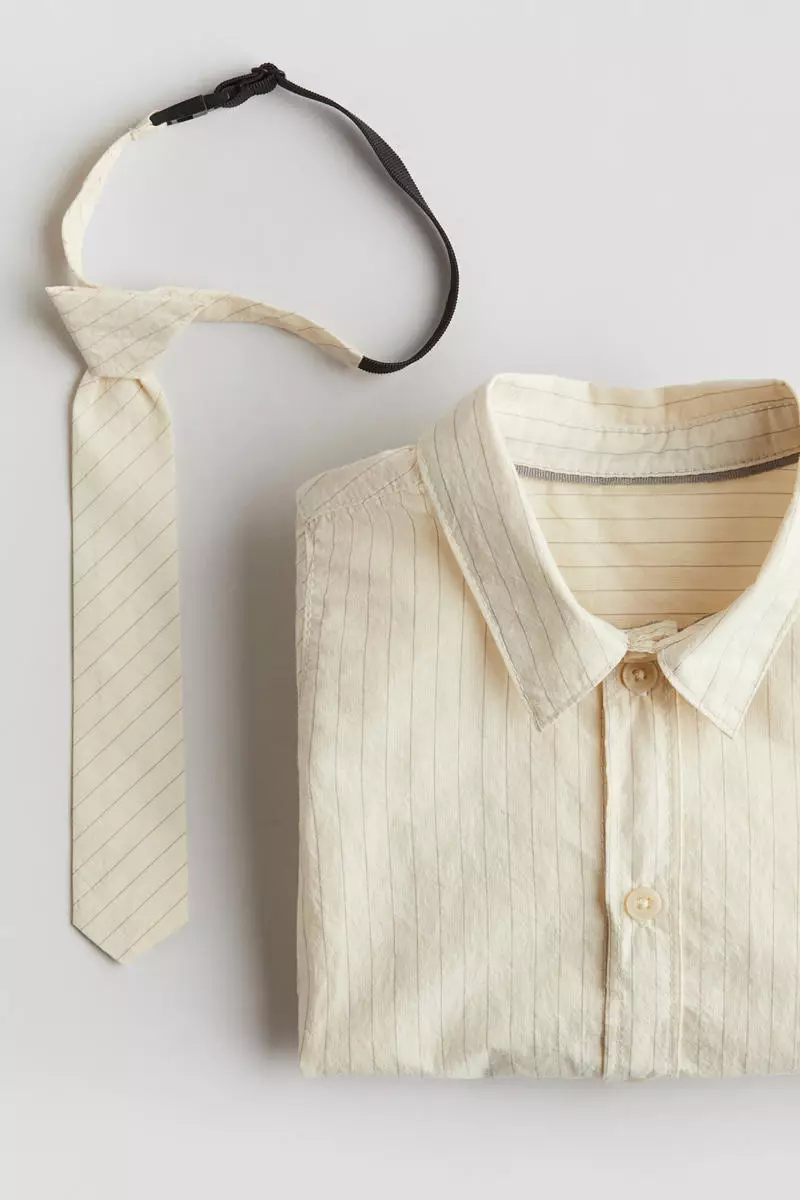 2-piece cotton shirt and tie set