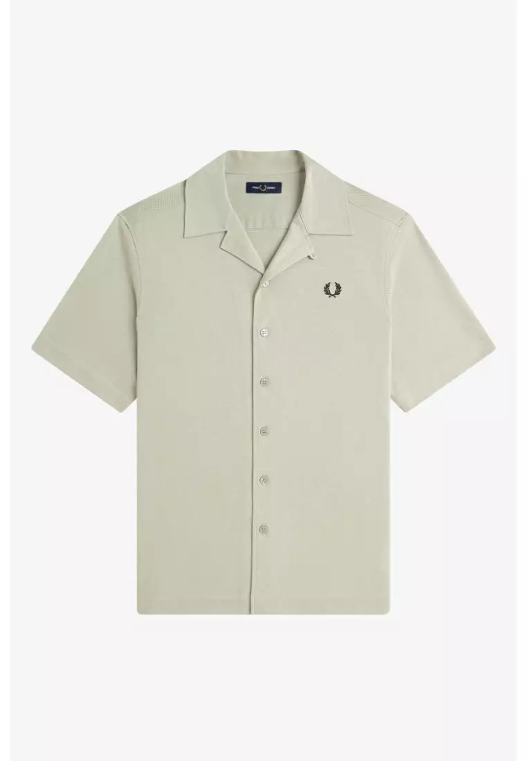 Fred Perry M1745 Compress Mesh Revere Collar Shirt (Seagrass)