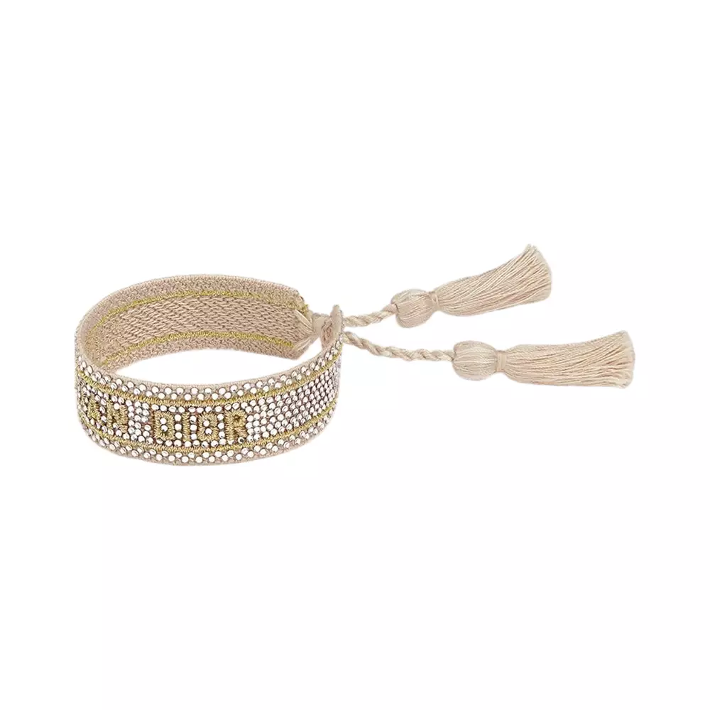 [4.4PRIL KEJUTAN HARGA] CD Bracelet Crystal Clear Beige Cotton