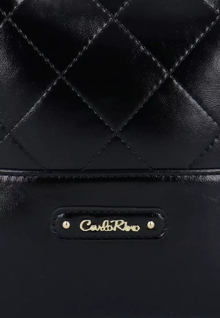 The Aurora Quilted Top Handle Bag - Black