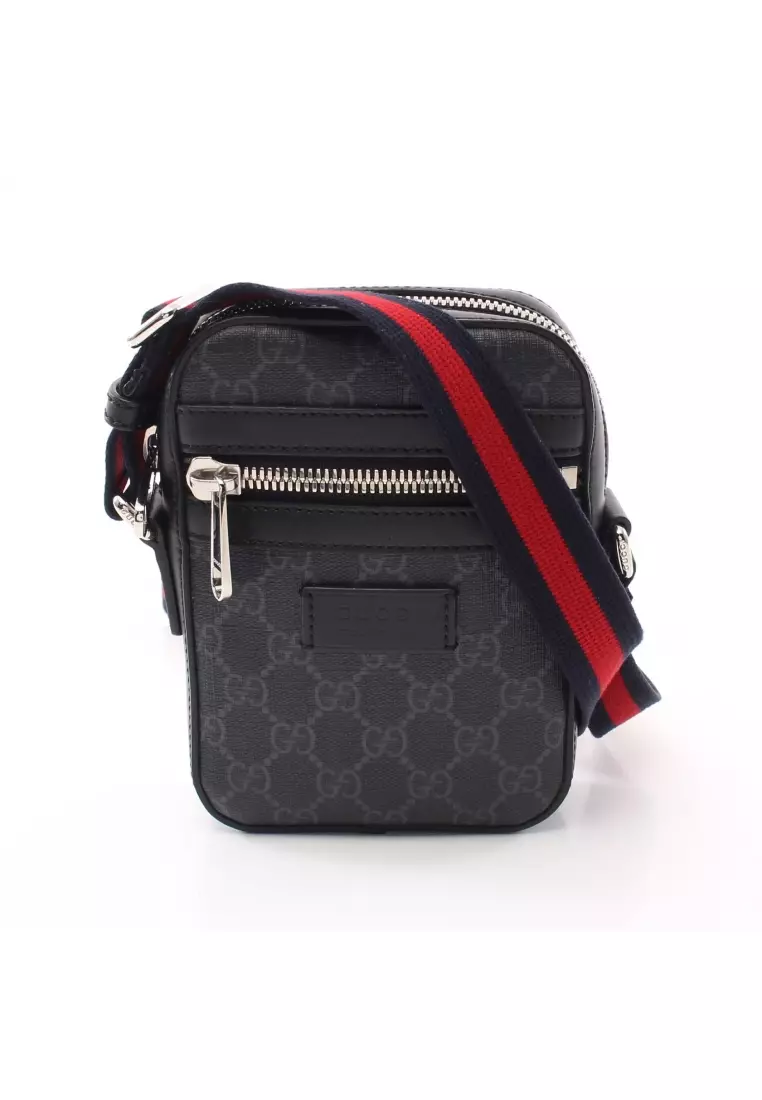 Gucci Pre-loved GUCCI GG Supreme Messenger bag web stripe Shoulder bag PVC  leather Dark gray black 2023 | Buy Gucci Online | ZALORA Hong Kong