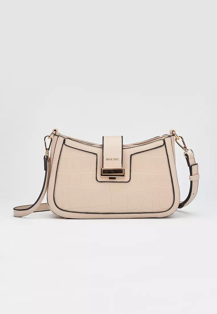 Buy RUCINI RUCINI Textured Leather Satchel Crossbody Bag 2024