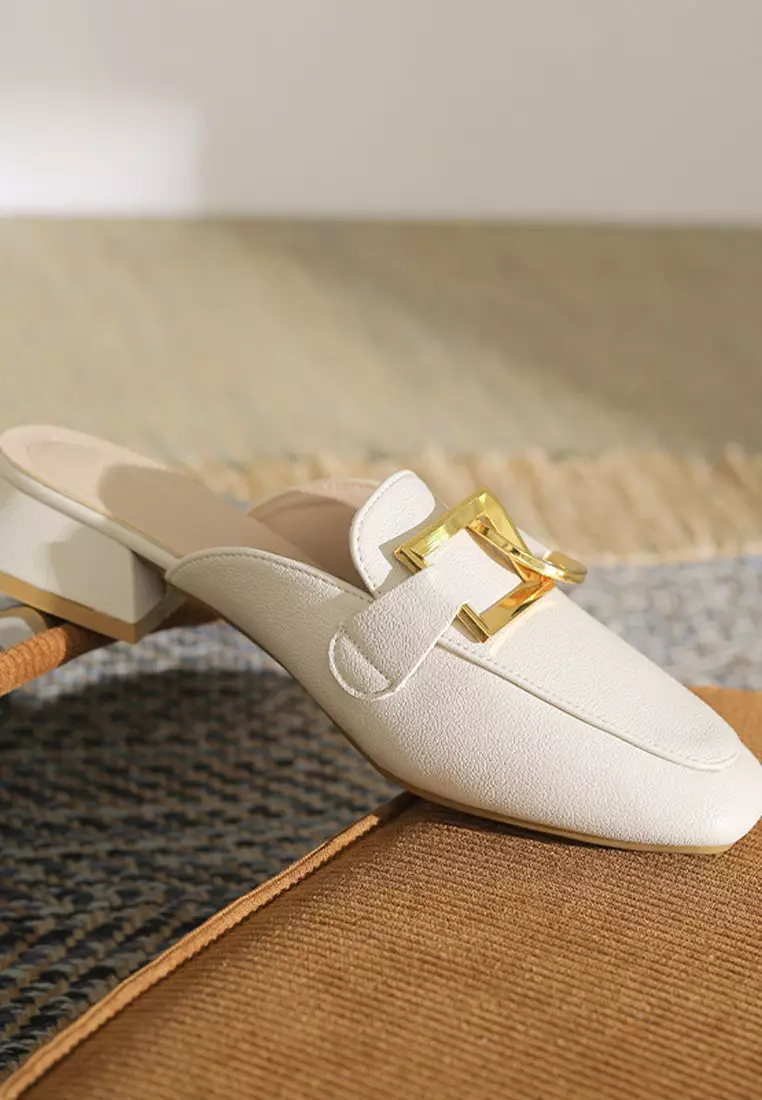 White mules with buckle online