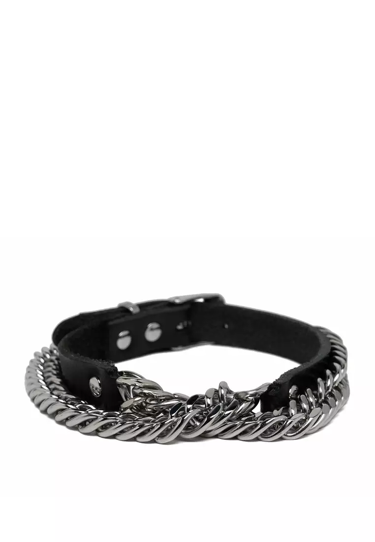 Mens leather and metal bracelets online