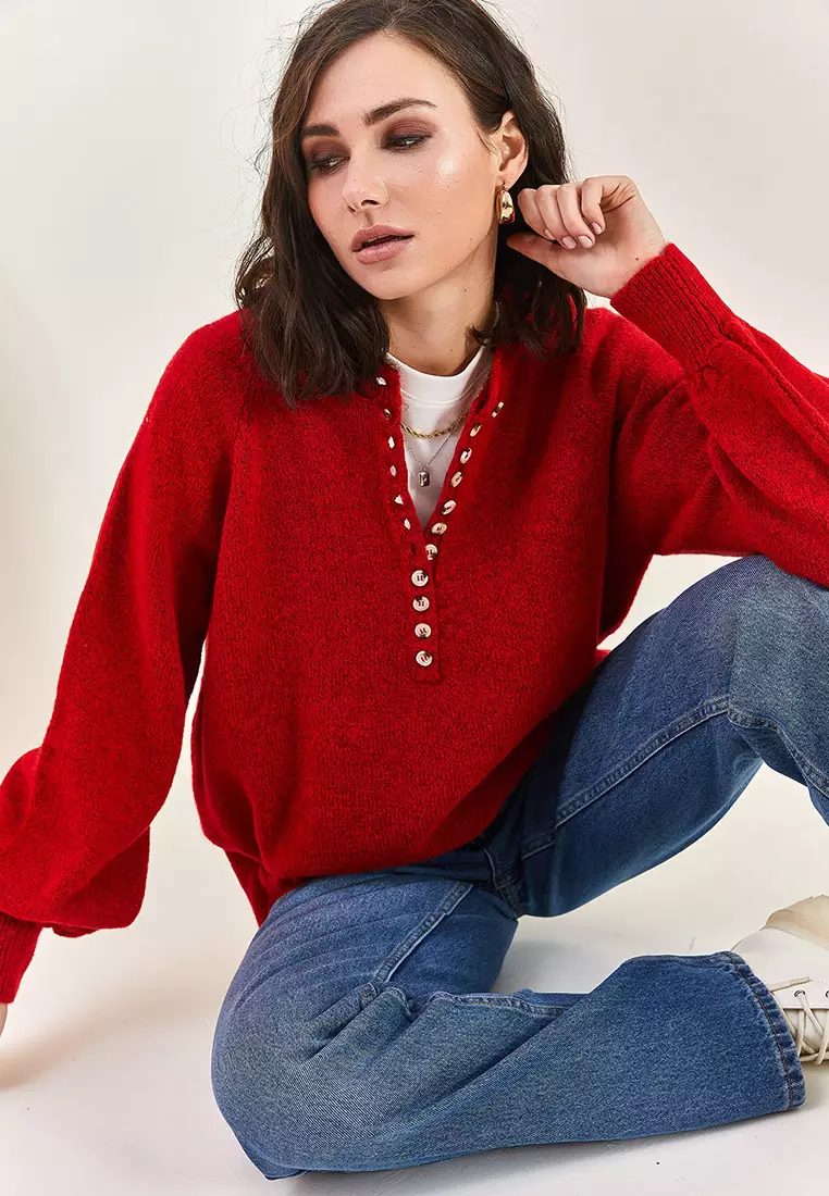 Raglan Sleeves Knit Sweater