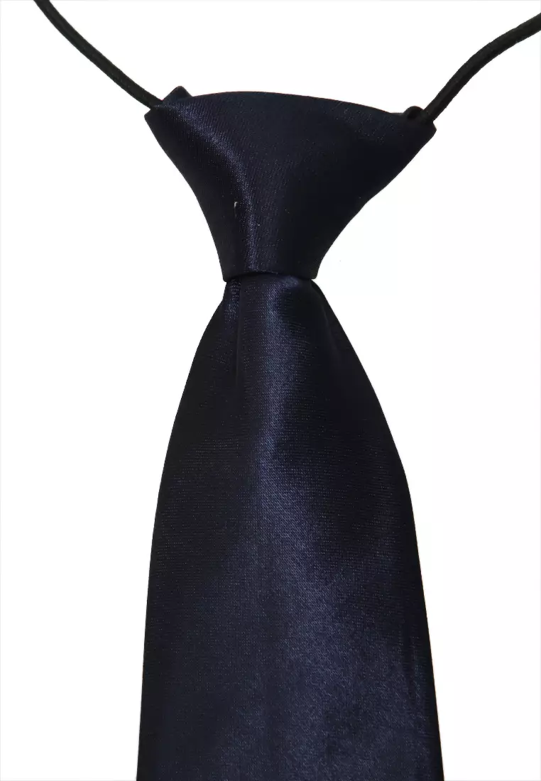 Deborah Aksesoris Fashion Dasi Instan Anak Pria Motif Polos Child Tie Material Satin ORIGINAL - Navy