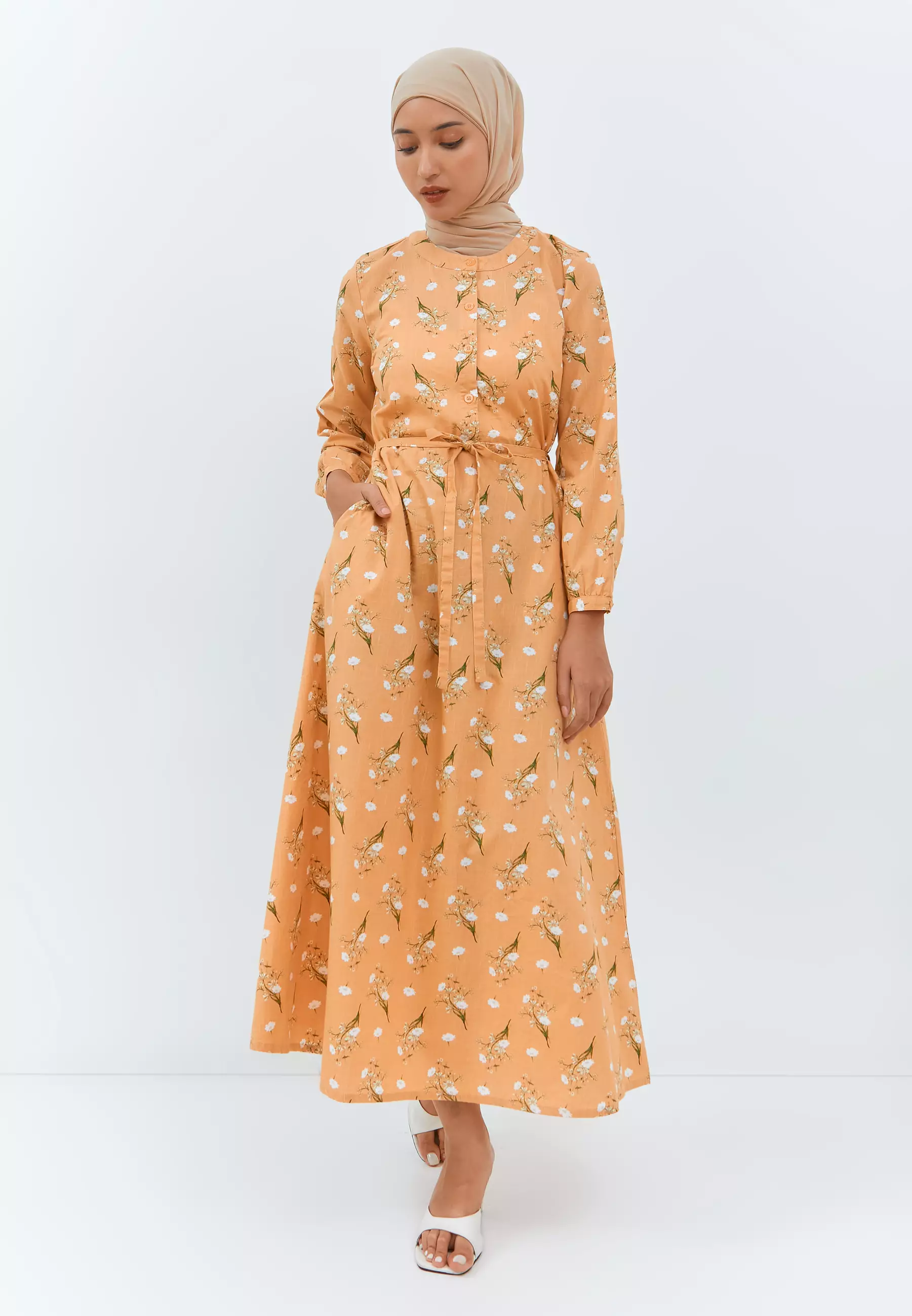 Latifa Flower Dress Peach (G.4219)