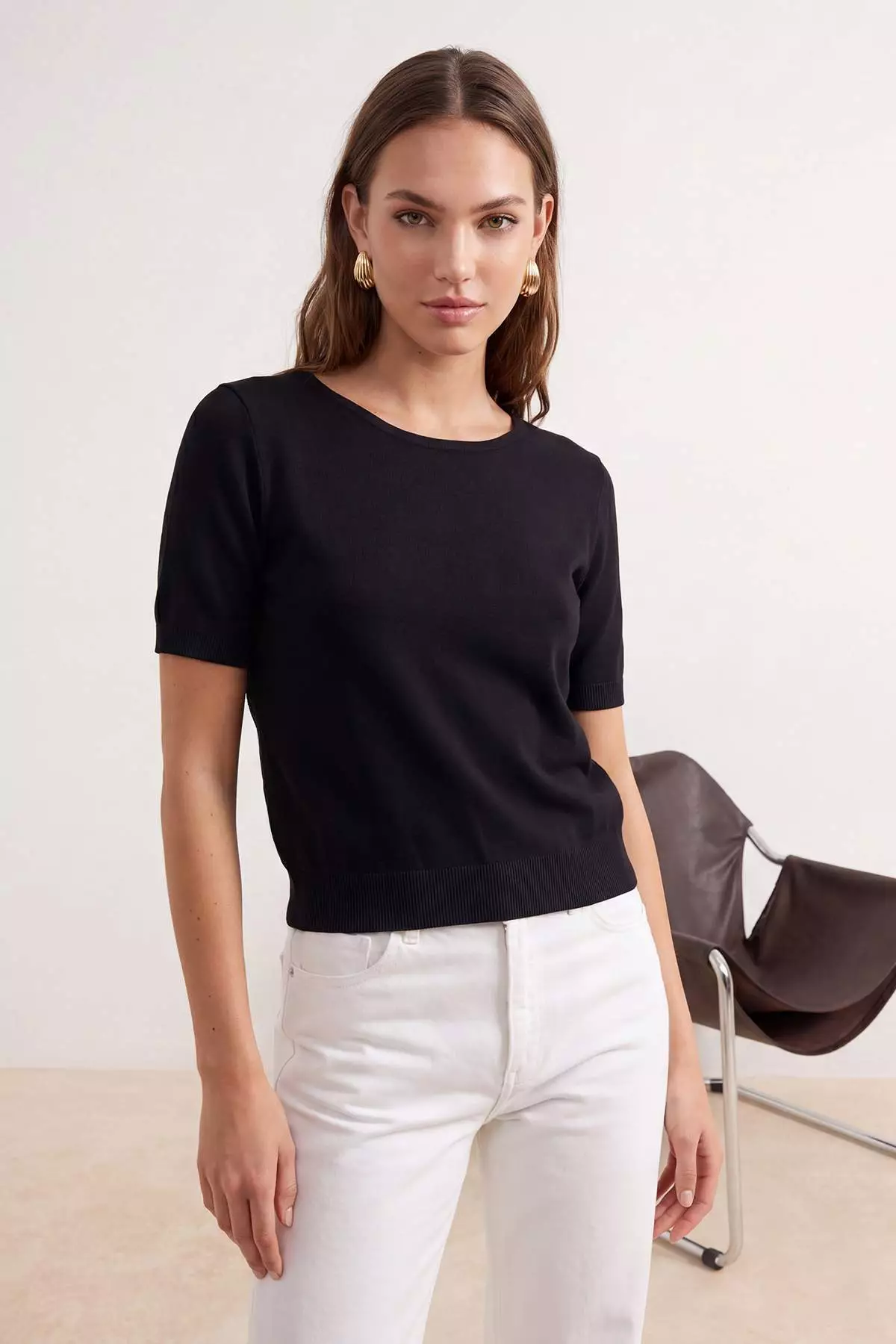 Black Back Lace Detailed Knitwear Blouse Twoss26Bz00896