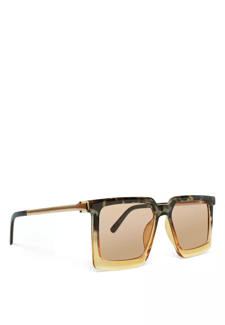 The Pristine Square Sunglasses In Brown/Leopard
