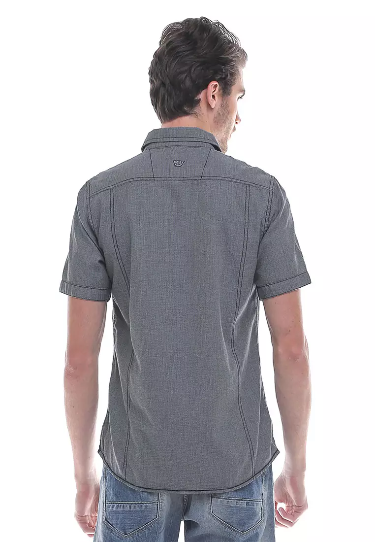 LGS - Slim Fit - Kemeja Casual Pria - Lengan Pendek - Abu - Motif Polos - JSH.390.S583F.433.C