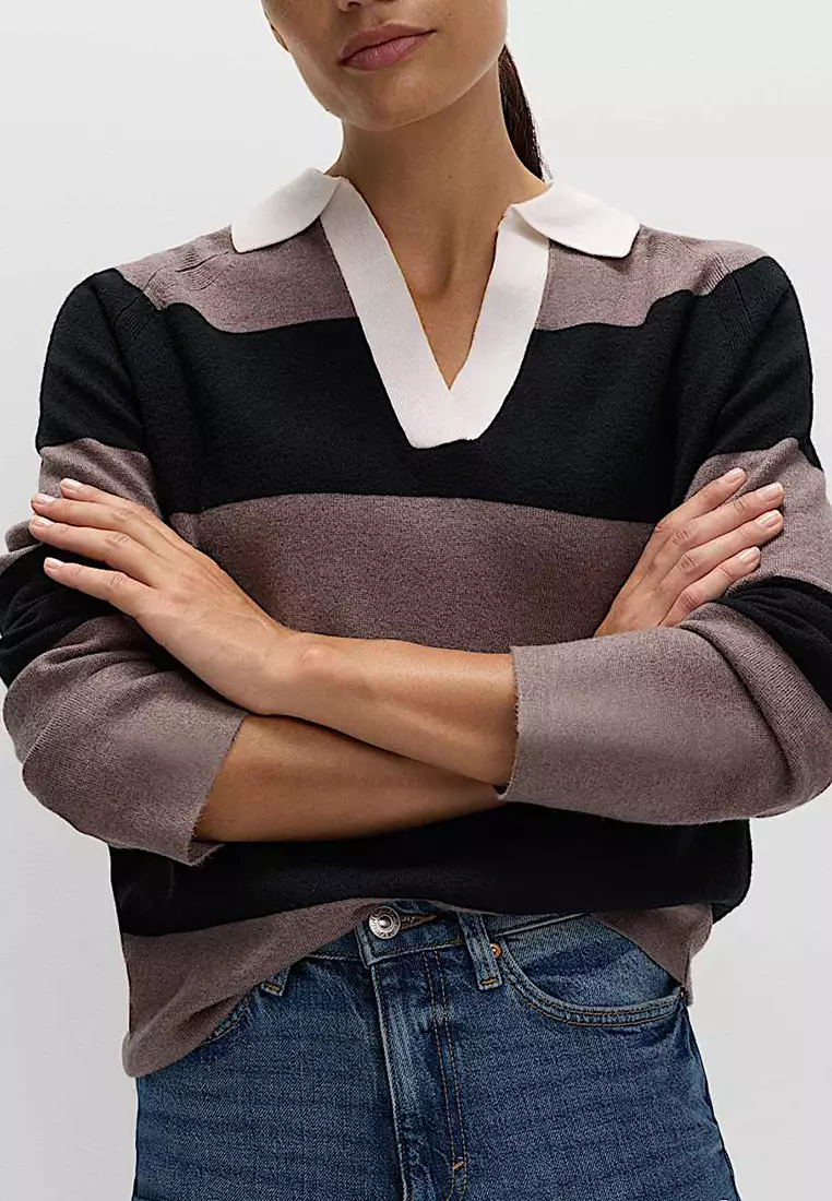 Soft Touch Striped Knitted Rugby Top