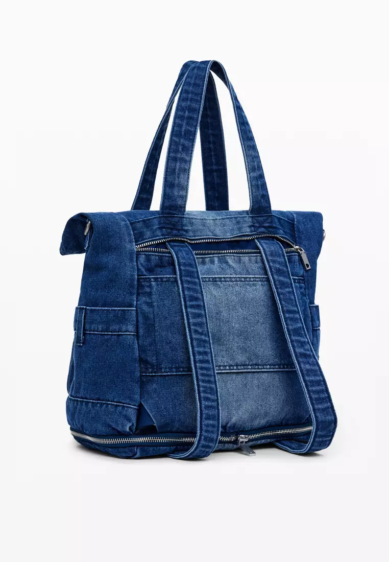 Voyager XL multi-position denim backpack