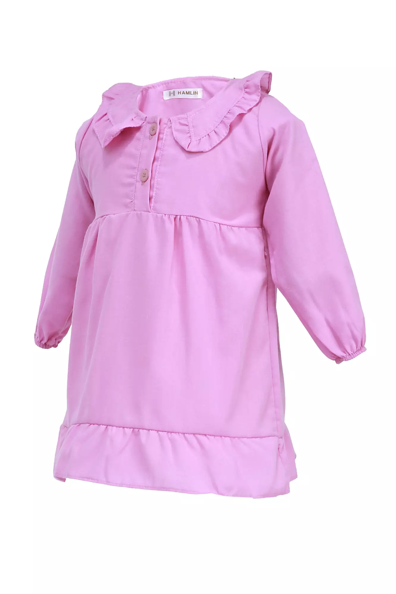 Bianca Dress Kasual Anak Perempuan Motif Polos Kids Tunik Lengan Panjang Material Cotton ORIGINAL - Lilac