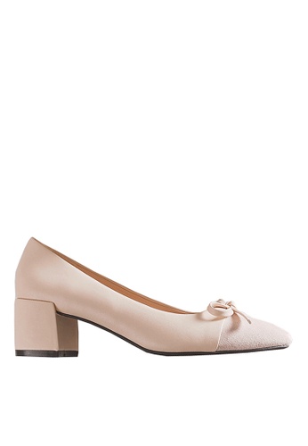 Twenty Eight Shoes beige VANSA Topcap Bow Mid Heel Pumps  VSW-H83161 278CDSHAABCFF1GS_1