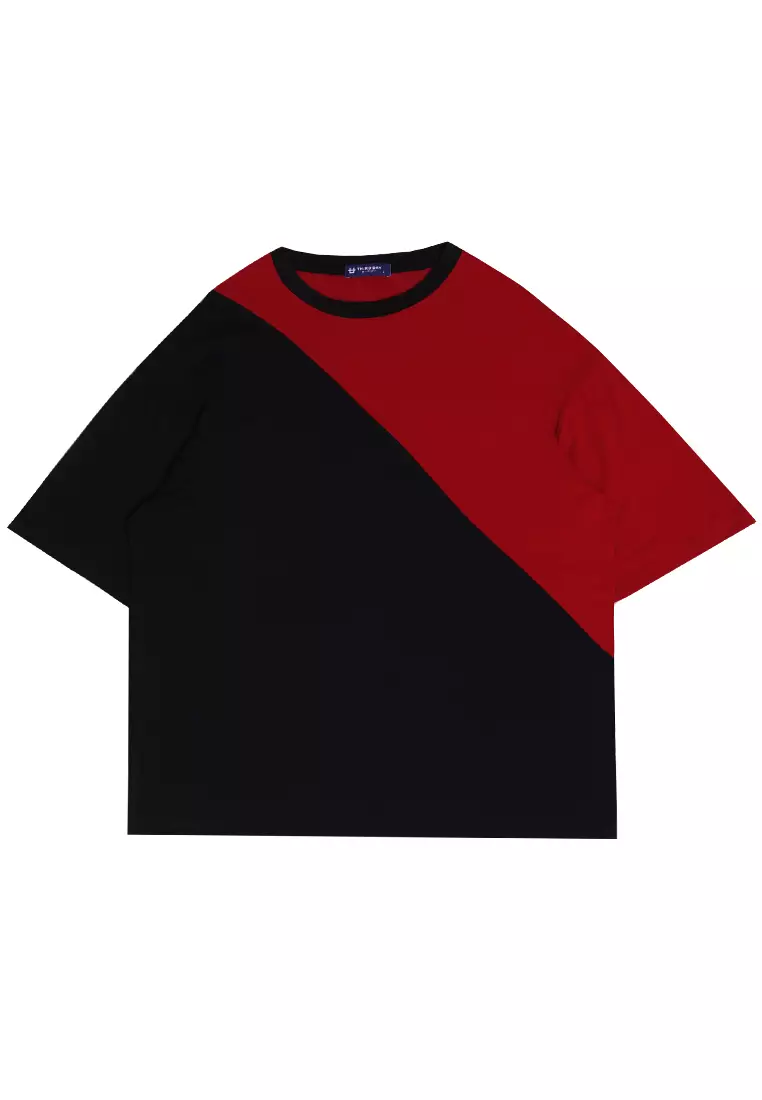 MTK42 Kaos Oversize Distro Pria Instacool Slash Hitam Maroon