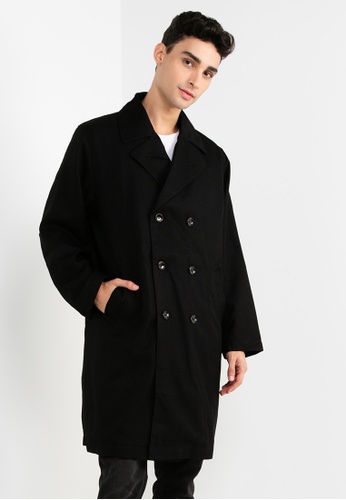 black felt trench coat