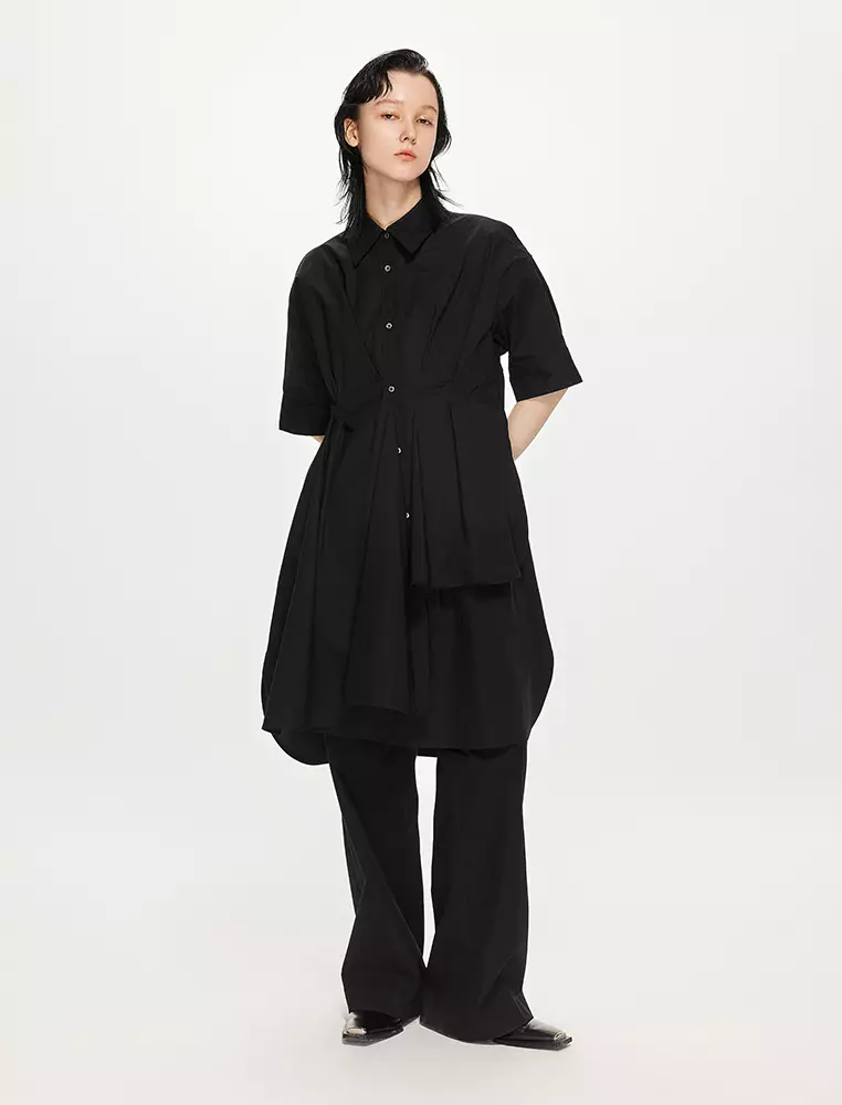 Poplin X-Line Elegant Short Sleeve Dress