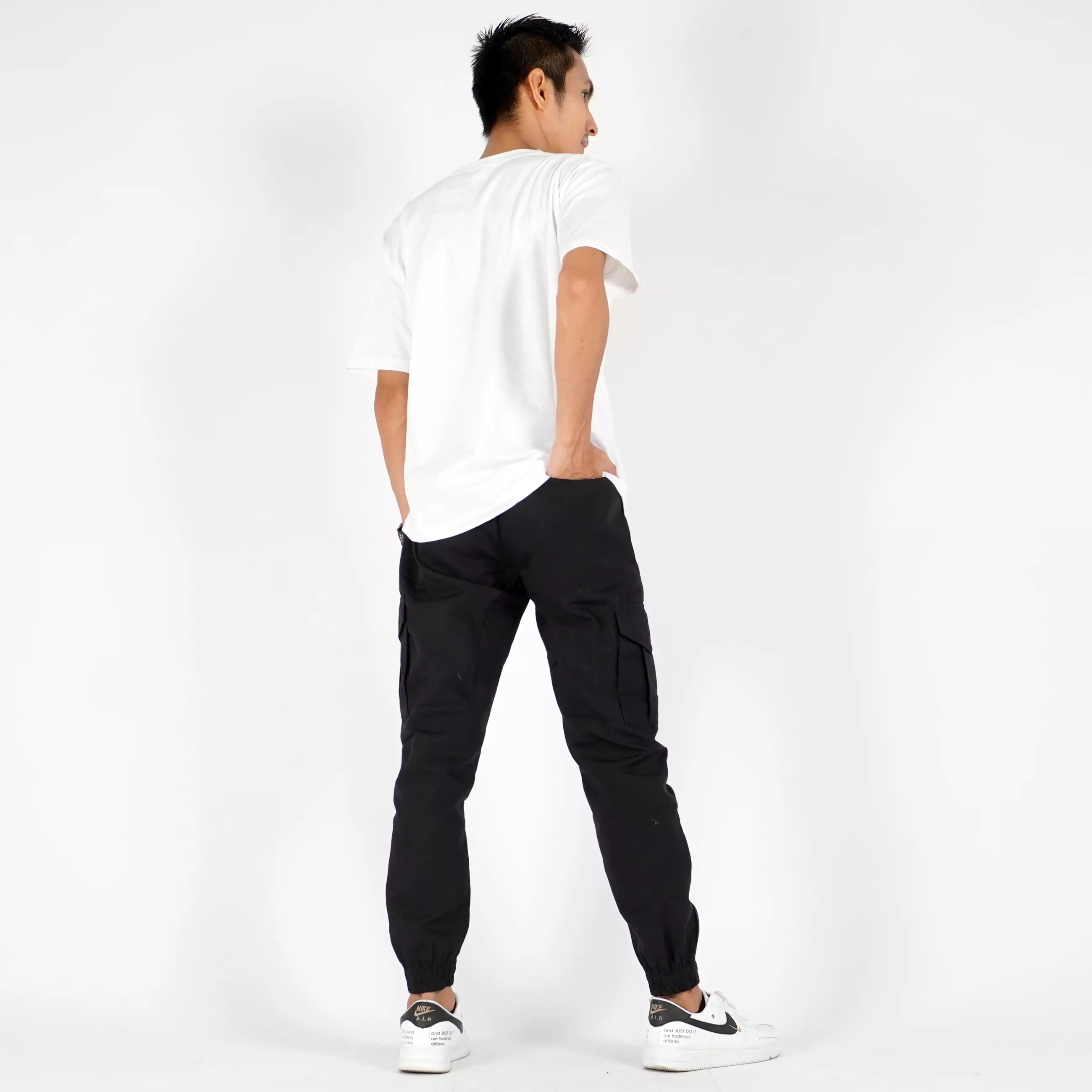  DAVE Celana Cargo Hitam Cargo Jogger Pants Celana Kargo Joger Pria - HITAM