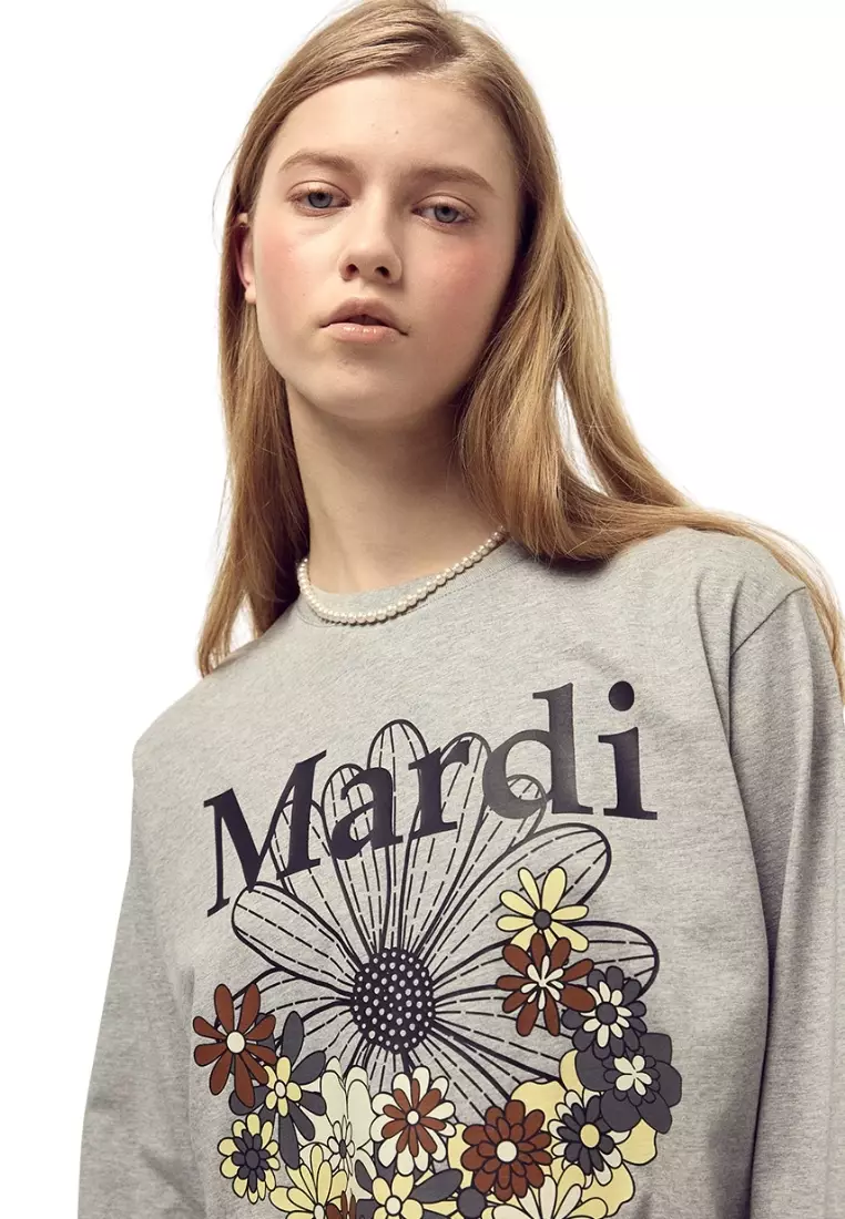 Tshirt Long Sleeve Flowermardi Jardin - Grey Black