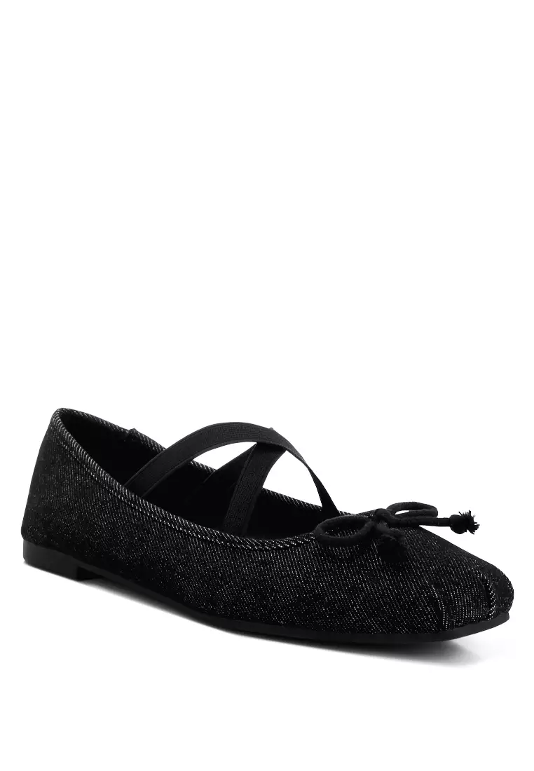 Flat Balet Tali Silang Hitam