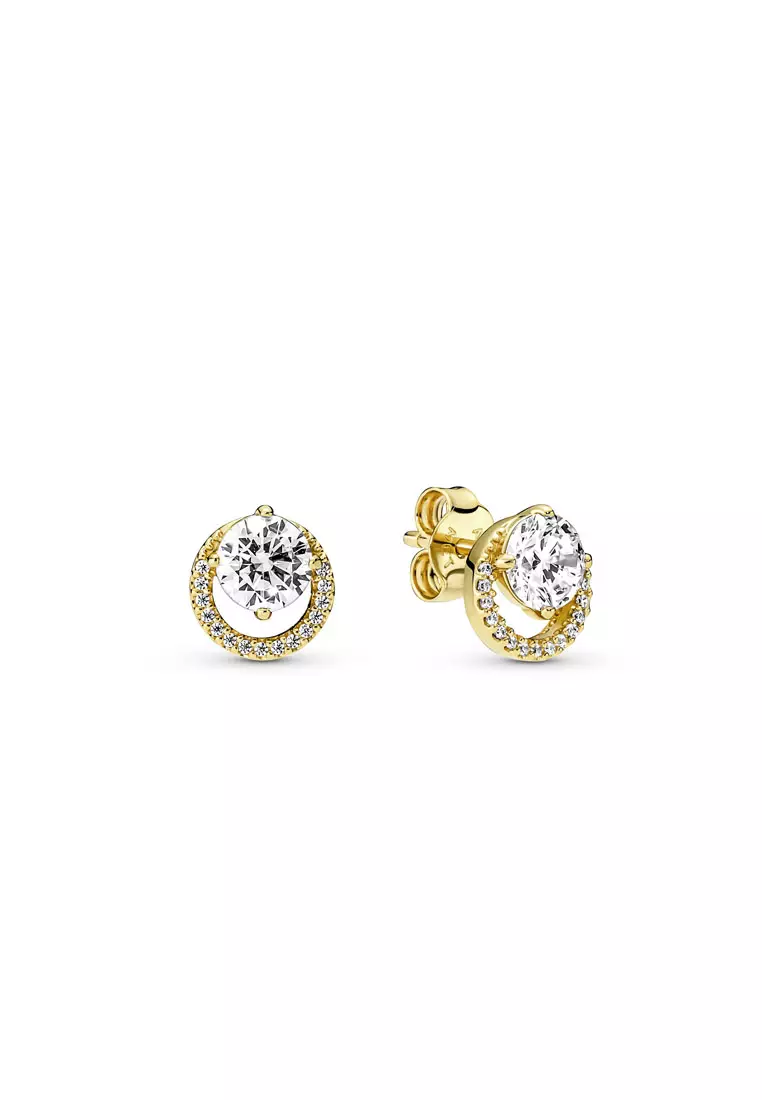 Sparkling Round Halo Stud Earrings
